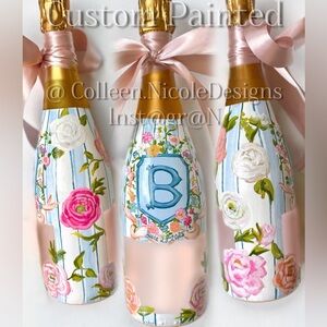 Custom Painted Wedding Champagne Bottles